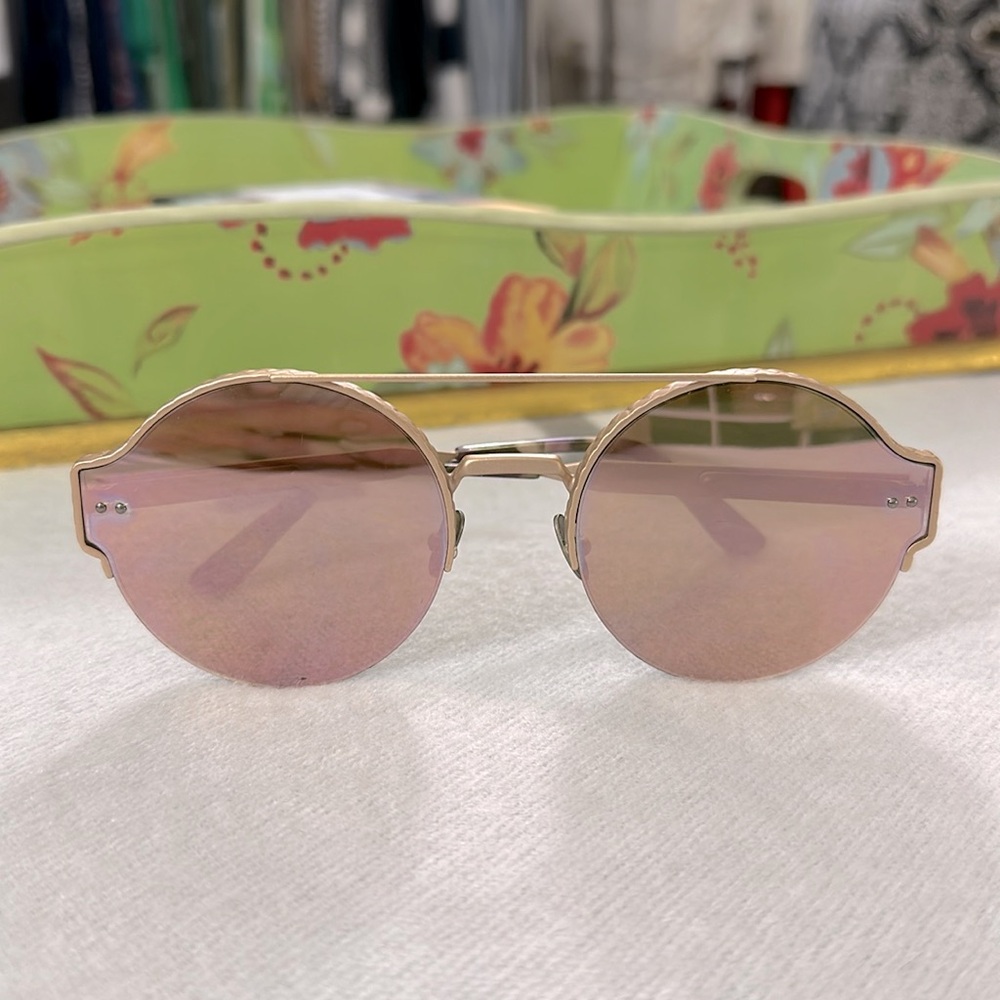 Bottega Veneta Round Mirrored Sunglasses
